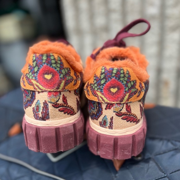 FARM RIO Beige Sunset Floral Tapestry Flatform Sneakers, Boho - Picture 8 of 15